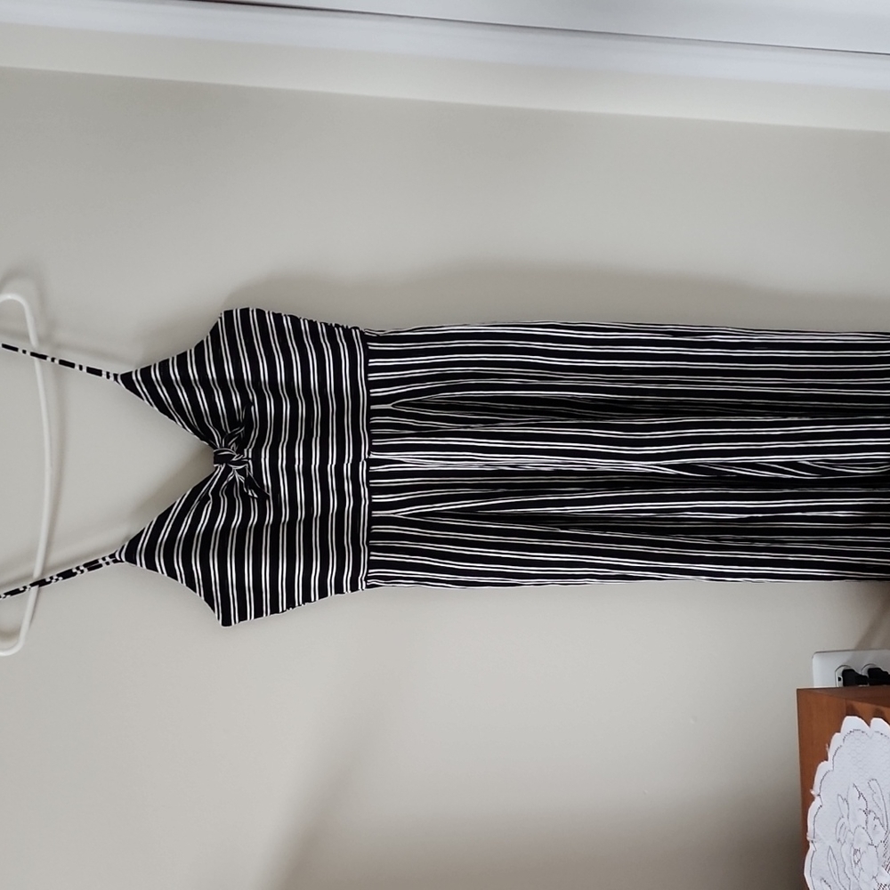 A cute black and white romper.